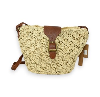 Sac bandoulière bohème paille beige