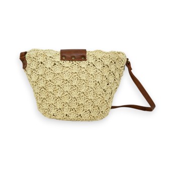 Sac bandoulière bohème paille beige