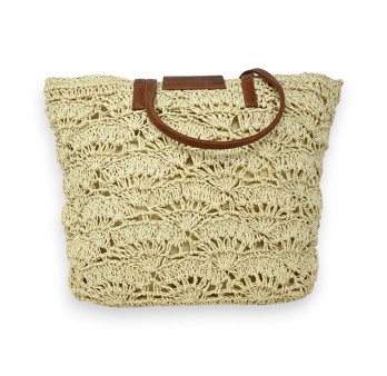 Sac à main souple paille beige bohème