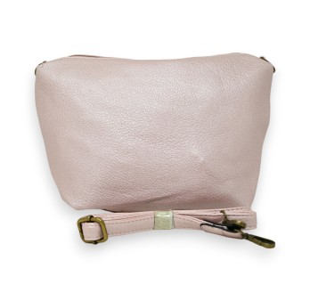 Grand sac à main souple avec ses accessoires rose métallisé