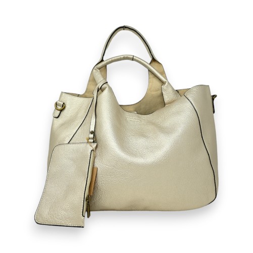 Grand sac souple avec ses accessoires doré métallisé