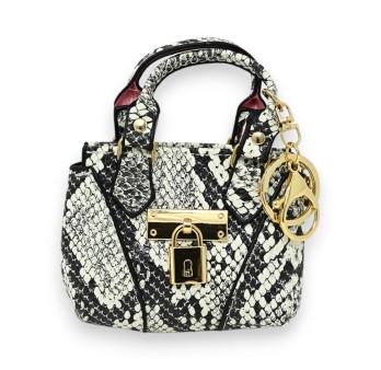 Porte clés porte monnaie imprimé serpent noir et blanc