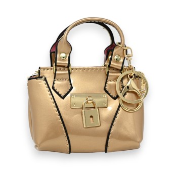 Porte clés porte monnaie taupe vernis