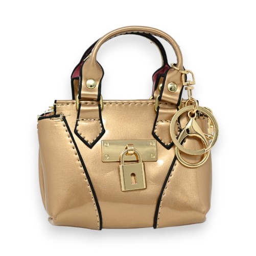 Porte clés porte monnaie taupe vernis