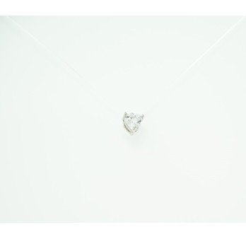 Collier fin fil de pêche médaillon coeur