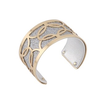 Bracelet manchette finition dorée simili cuir pailleté argenté et argent