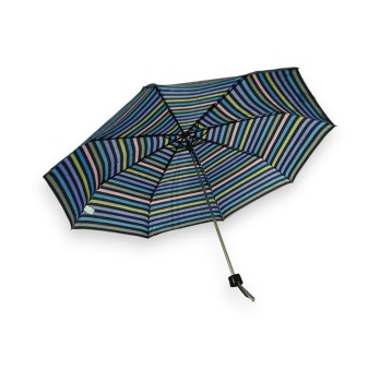 Parapluie pliant manuel motifs lignes bleu