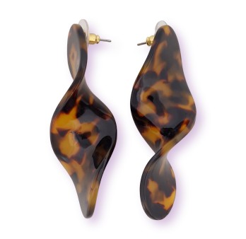 Boucles d'oreilles chips spirale motif léopard