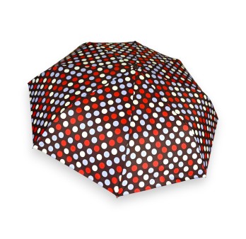 Parapluie pliant semi automatique pois rouge et parme