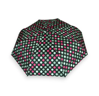Parapluie pliant semi automatique pois fuchsia et gris