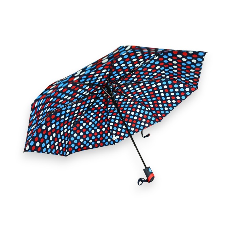 Parapluie pliant semi automatique rouge et bleu