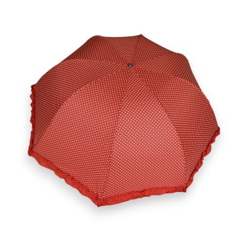 Parapluie pliant manuel rouge petits pois blanc froufrou