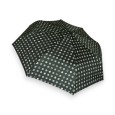 Parapluie pliant semi automatique noir pois lignés beige