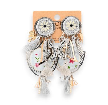 Boucles d'oreilles clip fleurs romantique bleu ciel