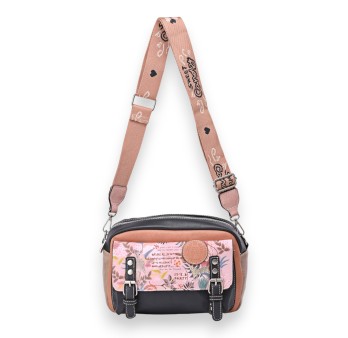 Sac bandoulière cartable Sweet & Candy rose et noir