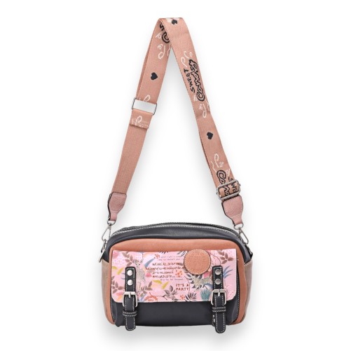 Sac bandoulière cartable Sweet & Candy rose et noir