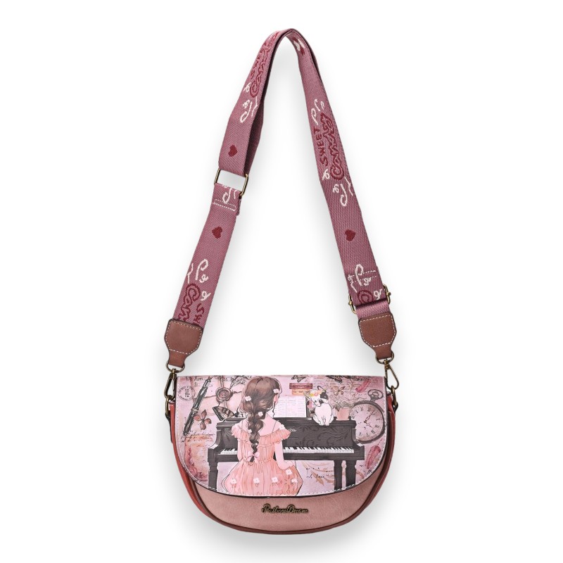 Sac bandoulière arrondi Sweet & Candy petite fille au piano