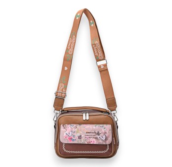 Sac bandoulière carré papillon Sweet & Candy nuances camel