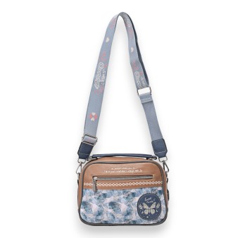 Sac bandoulière carré papillons Sweet & Candy nuances de bleu