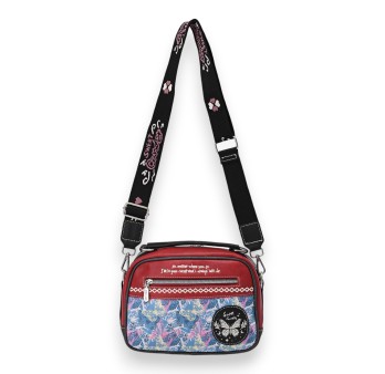 Sac bandoulière carré papillons Sweet & Candy rouge et noir
