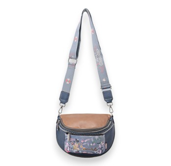 Sac banane bandoulière papillons Sweet & Candy bleu et camel