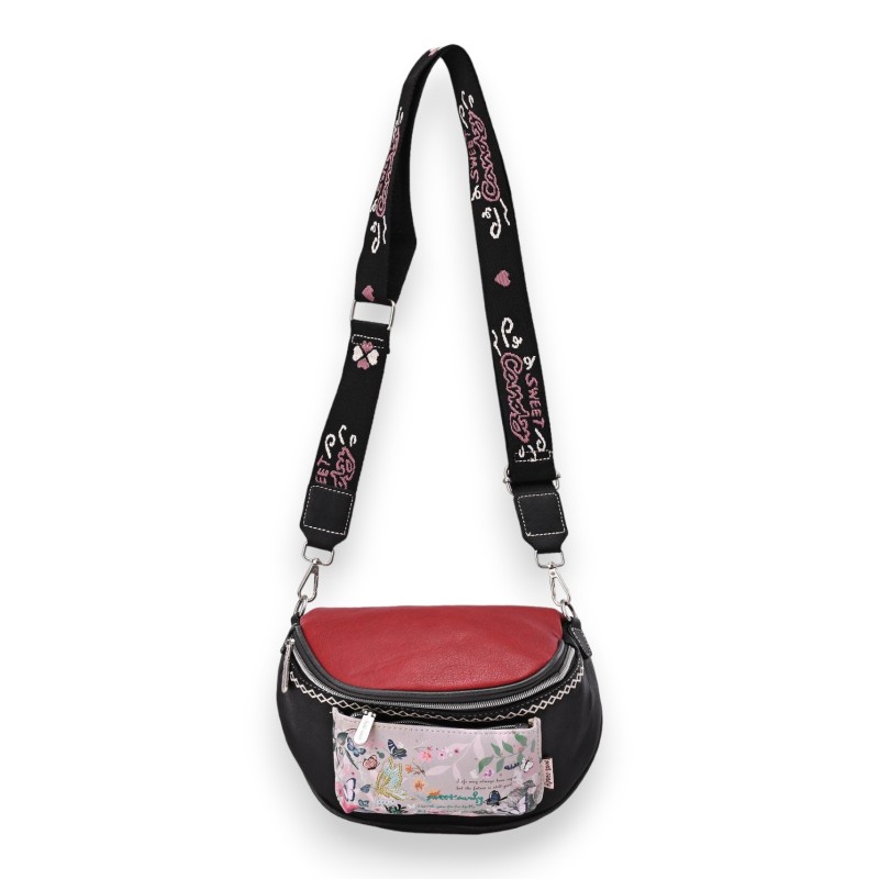 Sac banane bandoulière papillons Sweet & Candy rouge et noir