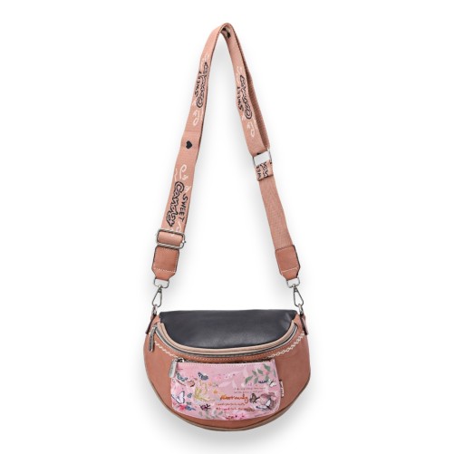 Sac banane bandoulière papillons Sweet & Candy rose et noir