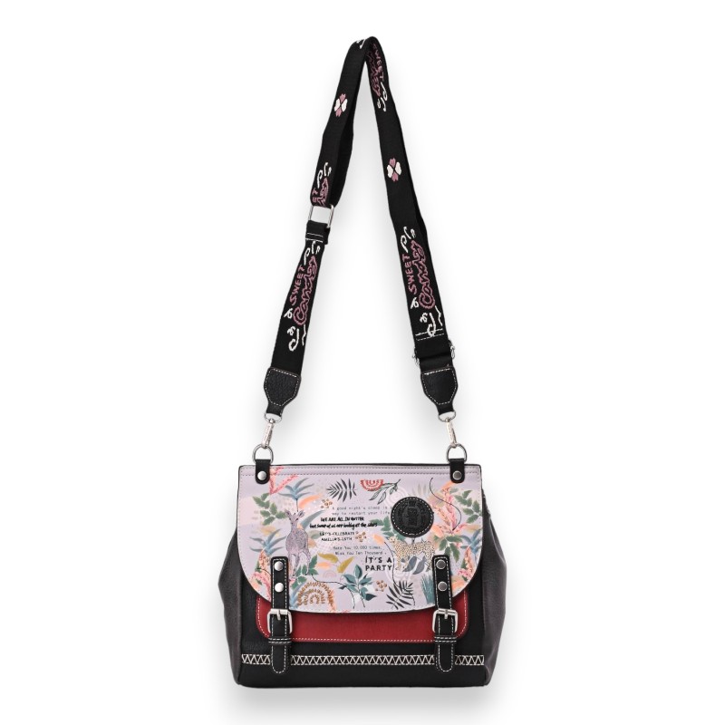 Sac bandoulière carré cartable Sweet & Candy rouge et noir