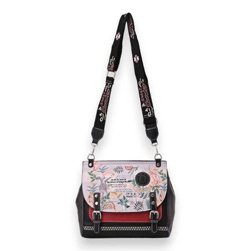 Sac bandoulière carré cartable Sweet & Candy rouge et noir