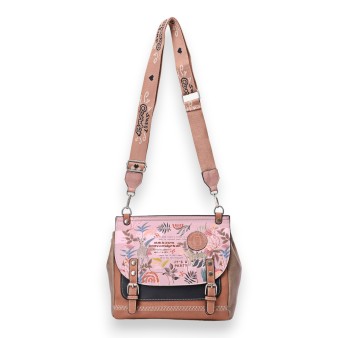 Sac bandoulière carré cartable Sweet& Candy rose et noir