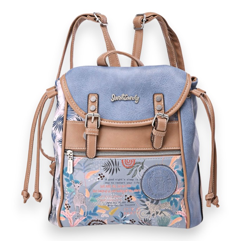 Sac à dos Sweet & Candy forêt tropicale bleu camel