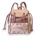 Sac à dos Sweet & Candy forêt tropicale rose et camel