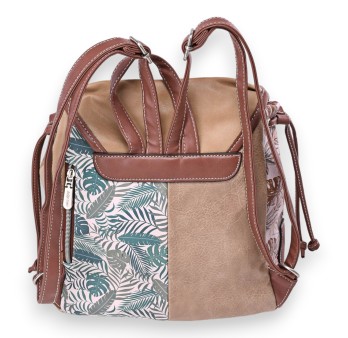 Sac à dos Sweet & Candy forêt tropicale rose et camel