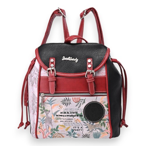 Sac à dos Sweet & Candy forêt tropicale rouge et noir