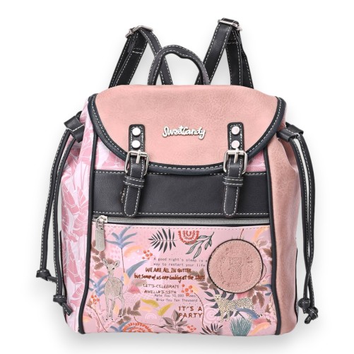 Sac à dos Sweet & Candy forêt tropicale rose et noir