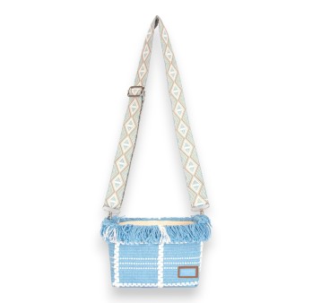 Sac bandoulière tissu David Jones bleu ciel