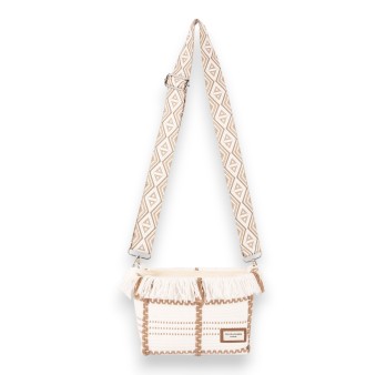 Sac bandoulière tissu David Jones blanc
