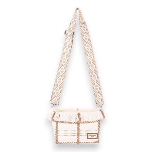 Sac bandoulière tissu David Jones blanc