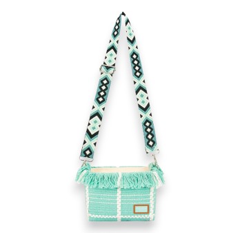 Sac bandoulière tissu David Jones vert menthe