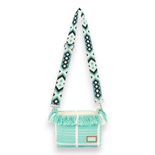 Sac bandoulière tissu David Jones vert menthe