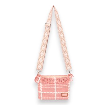 Sac bandoulière tissu David Jones rose