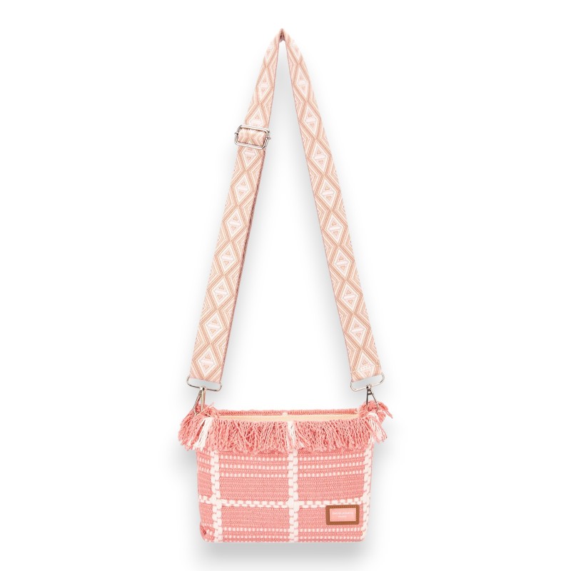 Sac bandoulière tissu David Jones rose