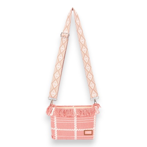 Sac bandoulière tissu David Jones rose