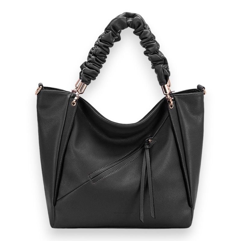 Sac à main noir David Jones synthétique anse frou frou