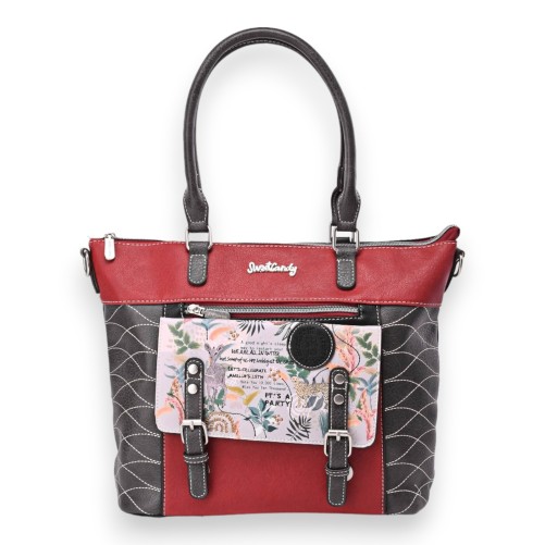 Sac à main Sweet & Candy poche sangles rouge et noir
