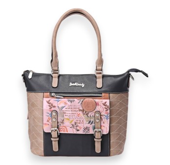 Sac à main Sweet & Candy poche sangles rose et noir