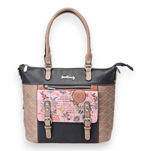Sac à main Sweet & Candy poche sangles rose et noir