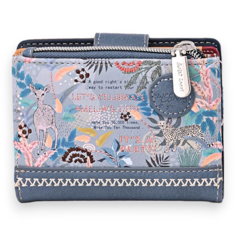 Portefeuille porte monnaie Sweet & Candy forêt tropicale Bleue