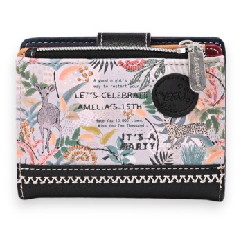 Portefeuille porte monnaie Sweet & Candy forêt tropicale noir et rouge