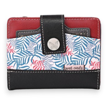 Portefeuille porte monnaie Sweet & Candy forêt tropicale noir et rouge